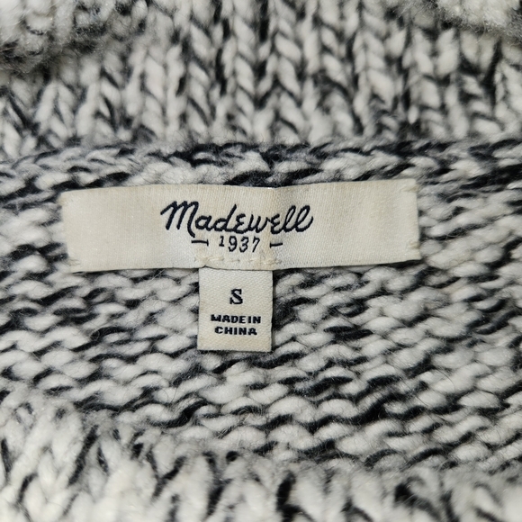 Madewell Marled Black & Cream Turtleneck Sweater Size S Wool Blend Comfortable - Picture 9 of 15